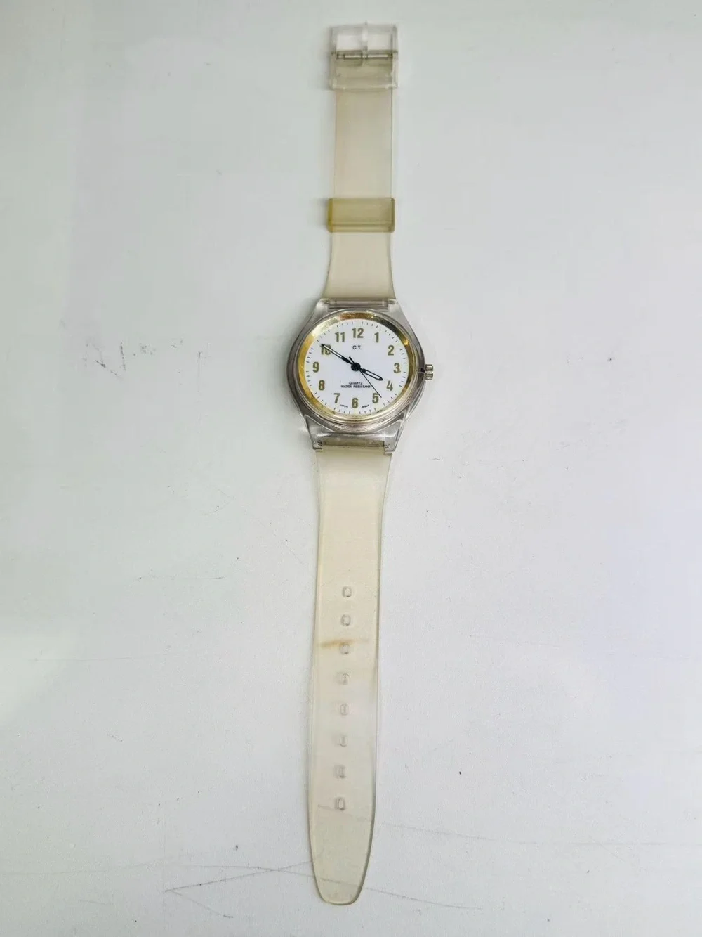 Vintage C.T. Quartz Clear Transparent Watch 36mm Japan Movt New Battery Running
